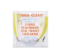 Aqua-Clear Hi-Lo - Aparejo de pelo de colores mixtos para platija, Fluke, trucha de mar, croaker, gancho octo de níquel 3/0, giratorio AFW, 40 libras GS mono, T-Standoff, cabello amarillo y blanco