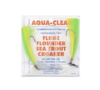 Aqua-Clear Hi-Lo - Aparejo de pelo de colores mixtos para platija, Fluke, trucha de mar, croaker, gancho octo de níquel 3/0, giratorio AFW, 40 libras GS Mono, T-Standoff, cabello verde y amarillo