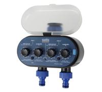 Aqua Control C4011 - Programador de Riego para Jardín - para Todo Tipo de Grifos - con 2 Salidas Independientes, Negro, Azul