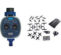 Aqua Control C4099O Programador de Riego para Jardín, Para todo tipo de Grifos, Apertura a 0 Bar, Antiguo C4099N + KITG002 Pack Básico de Accesorios de 4 mm para Todo Tipo de Riego por Goteo Gota