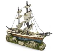 Aqua Della Decoración De Acuario Barco Con Velas, 38x12,5x31,5 Cm, No Tóxico