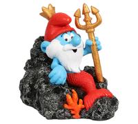 Aqua Della Pitufos Figura Subacuática de Neptuno, 9,4 x 6,8 x 8,5 cm, Muy Detallada y Hecha de Resina de poliéster no tóxica con pH Neutro para Acuarios de Agua Dulce y Salada