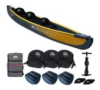 Aqua Marina Tomahawk Air-C - Kayak/Canoa Inflable de Alta presión, para 2-3 Personas, 478 cm de Longitud, Marino/Amarillo