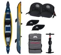 Aqua Marina Tomahawk Air-K Kayak Inflable de Alta presión para 2 Personas, 440 cm de Longitud, Marino/Amarillo