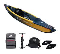 Aqua Marina Tomahawk Air-K Kayak Inflable de Alta presión para 1 Persona, 375 cm de Longitud, Marino/Amarillo