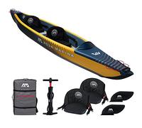 Aqua Marina Tomahawk Air-K Kayak Inflable de Alta presión para 2 Personas, 440 cm de Longitud, Marino/Amarillo