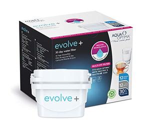 Aqua Optima 1 pack 30 días Maxtr compatibles con cartuchos de filtro de agua Evolve+, Blanco, 12 Unidad (Paquete de 1)