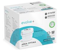 Aqua Optima Evolve+ 12 Filtros de Agua - Reduce Cal, Compatible con Brita | Compatible con Maxtra, Maxtr y PerfectFit, reduce cloro, microplásticos y plomo, 12 cartuchos filtrantes (360 días)