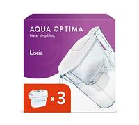 Aqua Optima Jarra Filtrante Liscia (2.5L, Blanca) + 3 Filtros Evolve+ - Apta para Frigorífico y Lavavajillas, Fácil de Llenar. Reduce Cal, Cloro e Impurezas