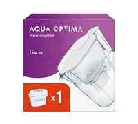 Aqua Optima Liscia Jarra de Filtro de Agua y 1 Cartuchos de Filtro de Agua Evolve+ de 30 Días, Capacidad de 2,5 litros, Para la Reducción de Microplásticos, Cloro, Cal e Impurezas, Blanco