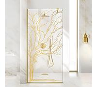 Aqua Roy Gold - Mampara de ducha (120 x 195 cm), diseño de árbol dorado