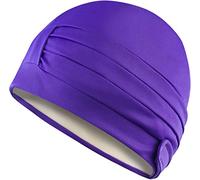 Aqua Speed Ladies Cap Gorro de baño | Gorro de natación para señoras | Estilo Retro | Turbante Belcro Cap | Piscina | Playa | Púrpura Oscuro