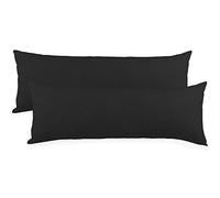aqua-textil Classic Line - Juego de 2 Fundas de Almohada (40 x 120 cm, algodón, con Cremallera), Color Negro