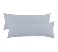 aqua-textil Classic Line - Juego de 2 Fundas de Almohada (algodón, 40 x 120 cm), Color Gris Plateado y Gris