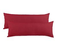 aqua-textil Classic Line - Juego de 2 Fundas de Almohada de algodón para Dormir de Lado, 40 x 145 cm, Color Rojo Burdeos, con Cremallera