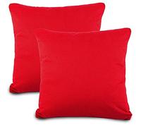 aqua-textil Classic Line - Juego de 2 Fundas de cojín (80 x 80 cm, algodón, Cierre de Cremallera), Color Rojo rubí