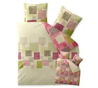 aqua-textil Trend Amera - Juego de Cama (3 Piezas, 200 x 220 cm, algodón), diseño de Cuadros, Color Verde y Rosa