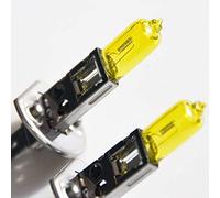 AQUA Vision H1 - Juego de 2 bombillas halógenas para coche, 55 W, 12 V, P14,5s, 3000 K, color amarillo y amarillo Hallenwerk
