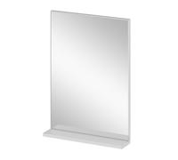 AQUABATOS Espejo de baño con estante sin iluminación de luz, 50 x 70 cm, espejo de pared de metal, espejo de baño, espejo colgante rectangular, espejo de salón, marco de aluminio, plateado mate