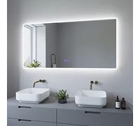 AQUABATOS Espejo de baño con iluminación, 140 x 70 cm, Espejo de Pared LED, Ahorro de energía, Interruptor táctil, Regulable, Blanco frío 6400 K, Blanco cálido 3000 K, calefacción de Espejo, IP44, CE