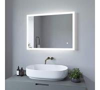 AQUABATOS® Espejo de baño con iluminación, 80 x 60 cm, Espejo de baño con luz LED, Espejo de Afeitado, Espejo de Mesa, Interruptor táctil, Regulable, calefacción de Espejo, antivaho