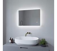 AQUABATOS Espejo de baño con iluminación LED (70 x 50 cm, luz Blanca fría, 6400 K, IP44, CE, bajo Consumo)