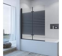 AQUABATOS Mampara de ducha para bañera, color negro, sin agujeros, 120 x 140 cm, accesorio para bañera, 2 piezas, plegable, pared plegable de cristal, 5 mm, vidrio templado transparente, nano