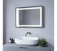 AQUABATOS® SAUTENS Serie 80 x 60 cm Espejo de baño con iluminación LED Espejo de baño con iluminación Espejo de luz Regulable Interruptor táctil Temperatura de Color Blanco Frío 6400 K Blanco Cálido