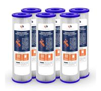 Aquaboon Cartucho de filtro de sedimentos plisado de 20 micras, 10 x 2.5 pulgadas, repuesto de filtro de agua para toda la casa, compatible con WFPFC3002, WHKF-WHPL, paquete de 6