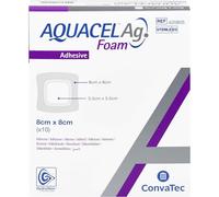 Aquacel Ag Foam adhäsiv 8 x 8 cm Verband, 10 pzas vendaje