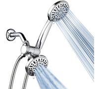 AquaDance El combo de ducha doble de 3 vías de alta presión te permite disfrutar de dos duchas de 4 pulgadas con 6 ajustes por separado o juntas. Probado oficialmente de forma independiente para