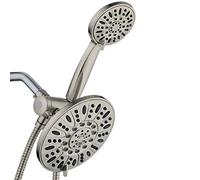 AquaDance, Juego de alcachofa de ducha de 3 vías de alta presión de níquel cepillado de 18 cm con manguera extra larga de 1,8 m. Disfruta de un lujoso cabezal de ducha de lluvia de 6 ajustes y ducha