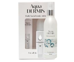 AquaDERMIS Kit Bruma Facial 250ml con Mini Fogger - Tónico Hidratante, Calmante y Refrescante para Todo Tipo de Piel - Control de Acné, Irritación y Resequedad - Uso Diario en Rostro