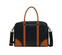 AQUADOR Bolsa para portátil con piel sintética vegana azul y marrón (AB-S-1523-BLUETAN). Buy & Get a - Cartera de piel auténtica para hombre, 1486 absolutamente gratis, Azul, M