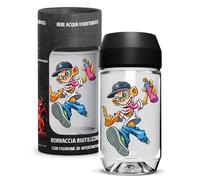 Aquafigure, Botella de agua reutilizable, sin BPA, botella y figura 3D lavables en lavavajillas, personalizable con figuras 3D de emoji, dinosaurios y más, capacidad 330 ml, color negro