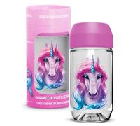 Aquafigure, Botella de agua reutilizable, sin BPA, botella y figura 3D lavables en lavavajillas, personalizable con figuras 3D de emoji, dinosaurios y más, capacidad 330 ml, color rosa