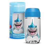 Aquafigure, Botella de agua reutilizable, sin BPA, botella y figura 3D lavables en lavavajillas, personalizable con figuras 3D de emoji, dinosaurios y más, capacidad de 330 ml, color azul