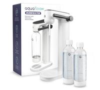 AquaFloow Carbonatador de Agua con 2 Botellas de 0,8L y Cilindro CO2 de 60L | Máquina para Hacer Soda sin Electricidad | Sparkling Water Maker con Botellas Reutilizables - Blanco