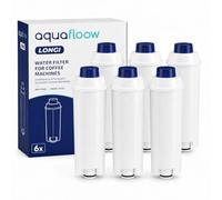 Aquafloow Filtro de Agua Compatible con Cafetera DeLonghi® DLSC002 Magnifica® S, Eletta®, Dinamica®, PrimaDonna® y Serie ECAM - Cartucho Filtrante para Máquina de Café y Espresso (6x)