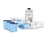 Aquafloow Kit de mantenimiento para máquinas automáticas Philips y Saeco (4x Filtro compatible con Aquaclean CA6903/10, 20 pastillas quitagrasas, Cepillo, Líquido antical 1000ml, Grasa lubricante)