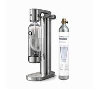 Aquafloow Máquina de Agua con Gas en Acero Inoxidable - Gasificadora de Agua con Control Manual, CO₂ Recargable, Bombona hasta 60 Litros, Botella de Plástico Sin BPA con Base de Acero
