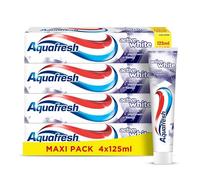 Aquafresh Active White Pasta de Dientes Blanqueante Con Flúor, Protección 3 en 1 Para Dientes Fuertes, Limpieza Activa y Aliento Fresco, Pack 4x125 ml