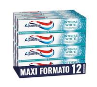 Aquafresh Intense White - Pasta de dientes blanqueadora para encías saludables, dientes fuertes y aliento fresco, 12 x 75 ml