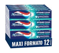 Aquafresh Pasta de dientes Intense Clean Lasting Fresh, 8 veces más sensación fresca, limpieza profunda, 12 pastas dentales x75 ml