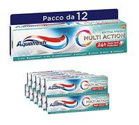 Aquafresh Pasta de dientes multiacción, protección Karie, encías saludables, aliento fresco, esmalte de uñas fuerte, antiplaca y manchas, extra fresca, paquete de 12 x 75 ml