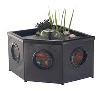 Aquagarden Raised Window Pond Corner Mocha | Estanque Alto con Ventana, Bomba y Filtro Inpond, Cesta para Plantas, Fuente de Agua, Elegante Estanque esquinero para jardín, terraza y Patio