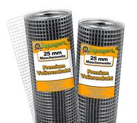 Aquagart® Alambre para aviar conejos, 50 m x 1 m, malla de alambre de 25 mm de ancho, valla de alambre galvanizado, rejilla de soldadura robusta.
