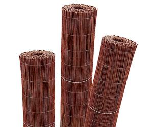 Aquagart Esterilla de mimbre, 5 m x 150 cm, estera de protección visual natural para jardín, balcón y terraza, valla de mimbre con tensión de alambre, valla de protección visual