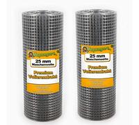 Aquagart® Voladen alambre conejo 25m x 0,5m, rejilla de alambre con malla de 25mm, valla de alambre galvanizado, rejilla soldada robusta