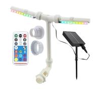 AquaGlow Fuente solar - Cascada de piscina de doble pulverización con control remoto, fuentes solares flotantes con luces LED ajustables de 7 colores para patio, estanque, , jardín, relajación